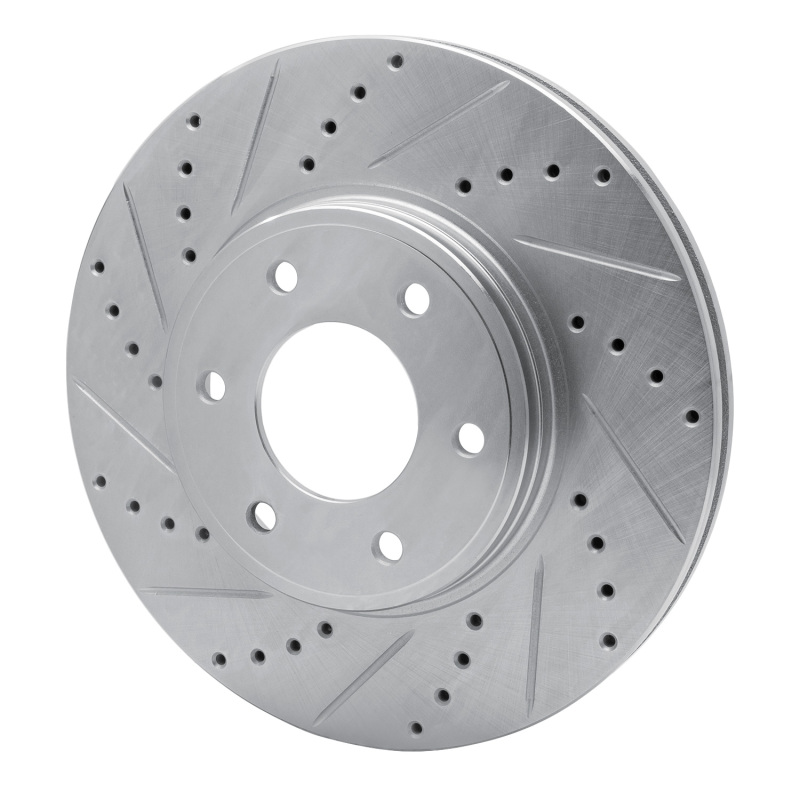 Chevrolet Trailblazer Brake Rotor (1) - Front Left - R1 Concepts - Drilled & Slotted - Silver - `06-`09
